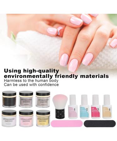Nail Dipping Powder Set Nail Art Powder Top Base Coat Gel Dust Brush Manicure Tool Set (K1215) - Buy Online on GoSupps.com