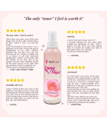 Well's 100% Pure Rose Water 8oz - Alcohol Free, No Parabens, Natural Skincare & Haircare - Buy Online on GoSupps.com