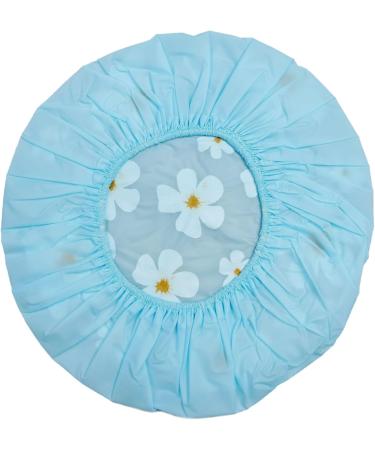 Stylish Blue Shower Cap with Flower Motif - Perfect for International Shipping | Durable & Waterproof - Buy Online on GoSupps.com