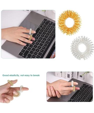 Zhenp 12-Piece Acupressure Ring Set - Metabolism Massage Rails for Finger Therapy & Joint Relief (Gold/Silver) - Ideal for All Ages - Buy Online on GoSupps.com