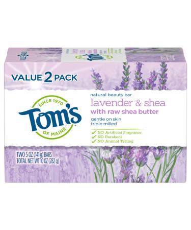 Tom's of Maine Natural Beauty Bar Soap Lavender & Shea With Raw Shea Butter 5 oz. 2-Pack