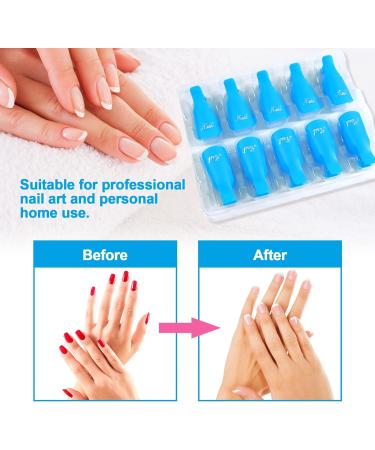 Hanyousheng Nail Clips - 10 Pcs Acrylic Nail Remover Caps for Soak Off - Nail Art Polish Wrap Cleaner Tool in Blue - Buy Online on GoSupps.com