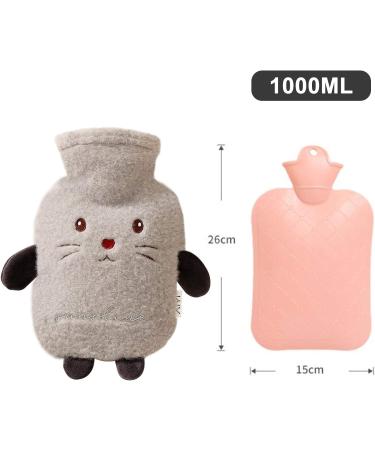 Heiqlay Hot Water Bag 1000ml 26x15cm Gray M-1 | Cosy Fluffy Soft Plush Design | Back, Legs, Waist Warm | Perfect Gift for Family or Girlfriend - Buy Online on GoSupps.com