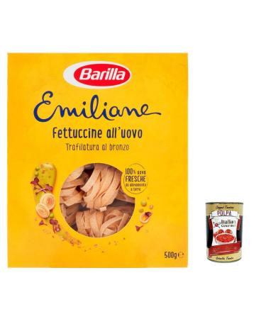 Italian Gourmet E.R. 3 x Barilla Pasta all' Uovo Le Emiliane Fettuccine egg pasta 500g + Gourmet Italian Polpa 400g