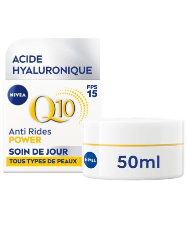 NIVEA Q10 Power Day Care SPF15 (1x50 ml), anti-wrinkle cream enriched with Pure Q10 & Hyaluronic Acid, anti-aging cream with collagen booster, extra firmness face cream for all skin types