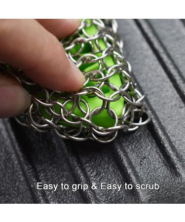 Cast Iron Cleaner Scrubbing Pad - Upgraded Chainmail Scrubber for Skillet, Pan, Oven - Multipurpose Grill Brush and Scraper for Home Kitchen and Camping - Green - Buy Online on GoSupps.com