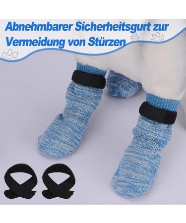 Petloft Anti-Slip Dog Socks - 4 Pack Indoor Slide-Resistant Socks for Small & Medium Dogs Cats Puppies | Adjustable Fastening Tape | Light Blue Paw M - Buy Online on GoSupps.com