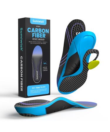 Carbon Fiber Insole for Men & Women - Sumiwish(1 Pair) High Arch & Rigid Support Shoe Inserts for Women & Men - Rigid Support for Turf Toe Foot Fractures Hallux Rigidus Mortons Toe - Men s 10-11 Blue XX L(Men 11-12/Women 12.5-13.5)