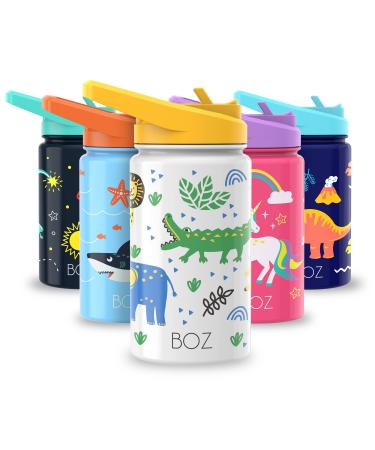 BOZ Kids Water Bottle for School with Straw Lid  Stainless Steel Insulated Water Bottle for Kids  Toddler Water Bottle  Leak Proof Water Bottle for Kids and Toddlers  14 oz (414ml) (Safari) - Buy Online on GoSupps.com