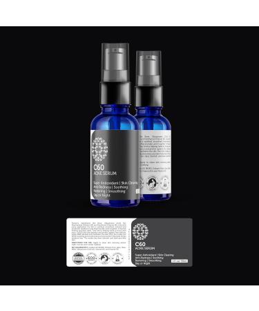 C60 Acne Serum 30ml | Organic Anti-Aging & Anti-Acne with Aloe Rose MSM CoQ10 | Vitamins B3 & B5 for All Skin Types - Buy Online on GoSupps.com