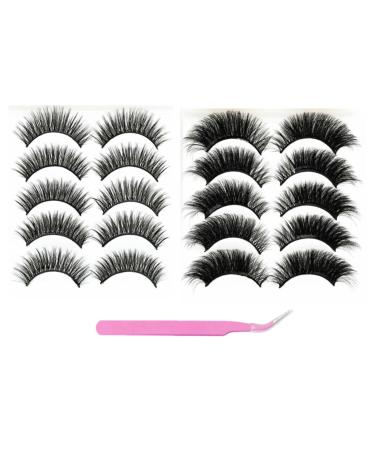 TYXHXTF Eyelashes 10 Pairs - Natural Look Lashes for Cat Eye Fake Individual & Cluster Lashes