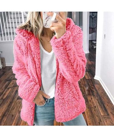 FUNEY Women's Warm Sherpa Fleece Hoodie Jacket in Pink - Cozy Winter Cardigan - Buy Online on GoSupps.com