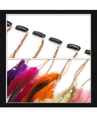 Binnan 6-Piece Colorful Feather Hair Extensions Clip - Boho Hair Accessories for Women - Buy Online on GoSupps.com