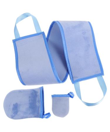 INOOMP Applicateur Autobronzant Dos et Doigts Kit 3 Pi ces Moufles sans Doigts et Moufles Velours Bleu Applicateur Lotion Bronzage Corps pour Hommes et Femmes Usage Spa