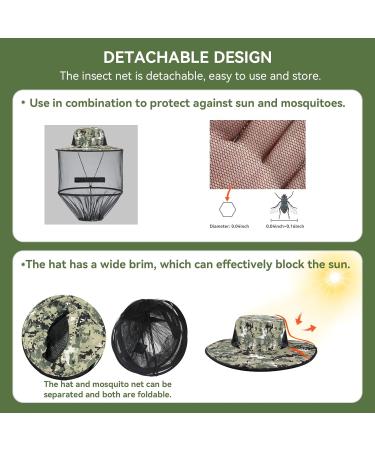 Mosquito Hat with Removable Netting | Outdoor Midge Head Net for Hiking, Fishing, Camping | Camouflage Design - Buy Online on GoSupps.com