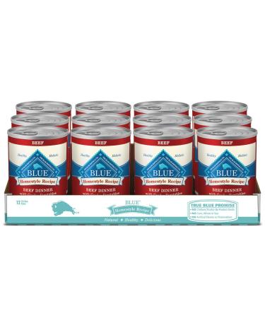 Blue Buffalo Homestyle Recipe Natural Adult Wet Dog Food 12.5 oz cans Beef 12.5 Ounce (Pack of 12)