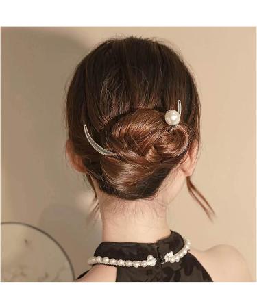 Inilbran Boho Crescent Moon Hair Stick Hair Clip Vintage Pearl Moon Hair Slide Hairpin French Pearl Hair Stick Clip Vintage Moon Hair Fork Barrette Decorative Hair Accessories for Women Headdress - Buy Online on GoSupps.com