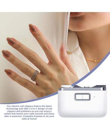 Electric Nail Clipper 2 in 1 Ergonomic Electric Toenail Clippers with Storage and Light | 2 Modes Nail Clippers Rechargeable Nail Polisher for Fingernails Thick Nails Adults - Buy Online on GoSupps.com