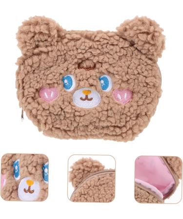 Plush Girl Wallet Mini Handbag Cosmetic Bag in Brown - Portable Money & Cosmetics Holder 15.5X12X5.5CM - Buy Online on GoSupps.com