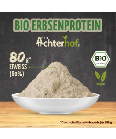 Organic Pea Protein Powder 500g - 80% Protein Content | Vegan - Achterhof - Buy Online on GoSupps.com