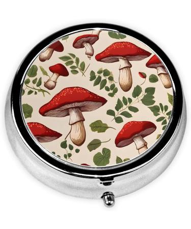 Red Mushrooms Mini Round Pill Box | 3 Compartment Travel Organizer | Portable Medicine Case for Home & Office - Buy Online on GoSupps.com