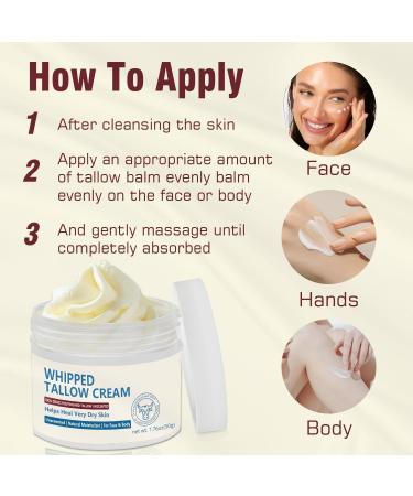 Beef Tallow Beef Tallow Skincare Cream Beef Tallow Face Moisturiser 100% Grass Fed Beef Tallow for Skin Care - Natural Handmade Lotion Whipped Beef Tallow Cream for Face & Body Sensitive Skin - Care for Sensitive Skin - Buy Online on GoSupps.com