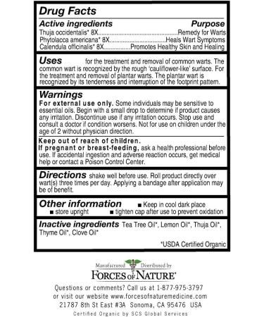 Extra Strength Organic Wart Remover - Forces Of Nature Roll-On 0.14 oz - Buy Online on GoSupps.com