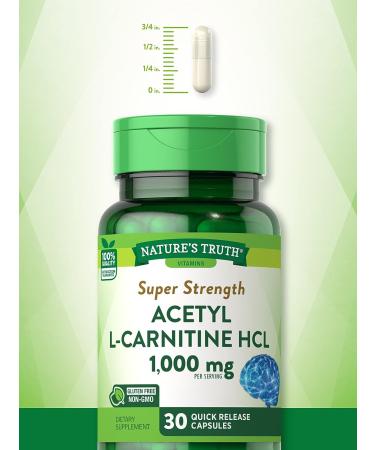 Nature's Truth Acetyl L-Carnitine HCL 1000mg - 30 Capsules | Non-GMO & Gluten-Free ALCAR Supplement - Buy Online on GoSupps.com