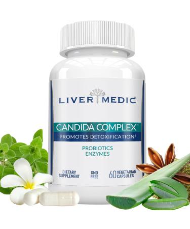 Candida Complex Oregano Oil Digestive Enzymes Candida Cleanse Non-GMO Probiotic Supplement with Organic Herbs Caprylic Acid Grape Seed Extract 60 Vegetarian Capsules 60 Count (Pack of 1)