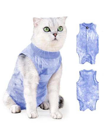Yoolhamy Katzenbody After op professional recovery suit for cats cats body for cats operation castration e-neck band alternative for cat anti-losa wound for abdominal wounds small blue