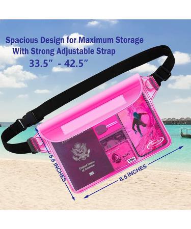 AiRunTech Waterproof Pouch with Waist Strap (2 Pack) - Keep Phone and Valuables Safe & Dry | Ideal for Beach, Boating, Swimming, Snorkeling | Black + Pink - Buy Online on GoSupps.com