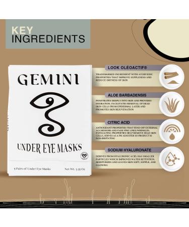 Gemini Under Eye Patches - Reduce Puffiness Dark Circles & Wrinkles | 5 Pairs Biocellulose Masks | Certified Vegan - Buy Online on GoSupps.com