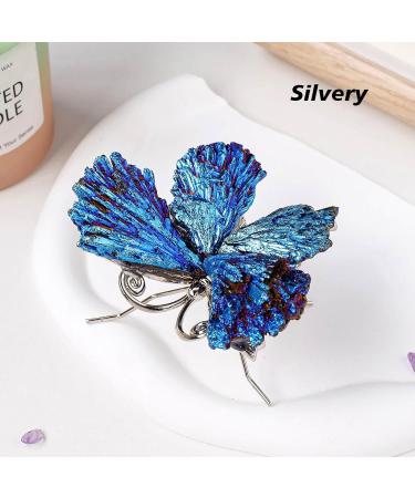 Black Obsidian Ornament - Natural Butterfly Pendant with Crystal - Natural Crystal Stone Charm Smooth Polished Gemstone Charm for Parties Silver - Buy Online on GoSupps.com