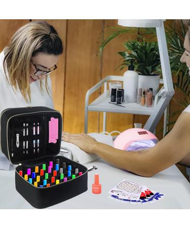 Boczif Double-Layer Nail Polish Storage Bag - Fits 30 Bottles - Adjustable Dividers - Nail Dryer Lamp Compartment - Manicure Organizer Case (Black) - Buy Online on GoSupps.com