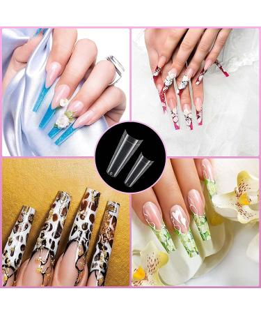 500 Pieces Acrylic False Nails Set - Half Cover Coffin Shape Tips | Artificial Nail Tips for Salons & DIY - 10 Sizes Available - Buy Online on GoSupps.com
