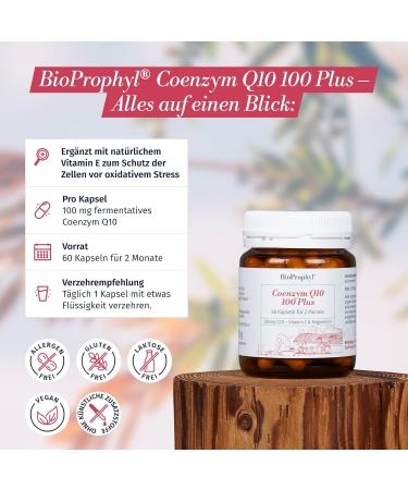 Bioprophyl Coenzyme Q10 100 Plus - 100 mg Pure Q10 with Vitamin E | 60 Vegetarian Capsules for 2 Months - International Shipping Available - Buy Online on GoSupps.com