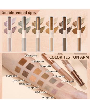 6Pcs Liquid Glitter Matte Eyeshadow Set - Neutral Brown 2 in 1 Eyeliner & Cream Quick Dry Long Lasting Shimmer Makeup for Easy Application - Buy Online on GoSupps.com