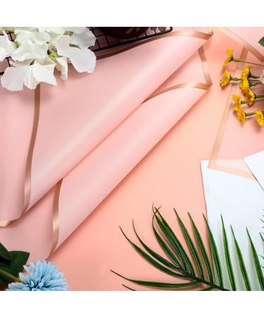 40 Pcs Pink Flower Wrapping Paper with Gold Edge - Waterproof Floral Bouquet Supplies 22.8 x 22.8 In - Gift Packaging for Florists - Pack of 40 - Buy Online on GoSupps.com