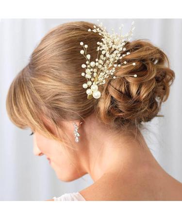 Pearl Bridal Hair Clips - 2pcs Gold Vine Wedding Hair Accessories - Buy Online on GoSupps.com