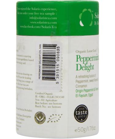 Solaris Tea Organic Loose Whole Leaf Peppermint Delight 50g - Refreshing Mint Tea (Pack of 1) - Buy Online on GoSupps.com