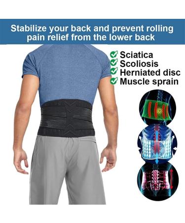 Back Support Belt Orthopedic Corset - XL Lumbar Brace for Pain Relief Herniated Disc Sciatica & Scoliosis - Men & Women Waist Trainer Spine Decompression Protector - Black - Buy Online on GoSupps.com