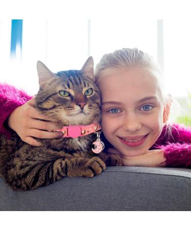 2PCS Glow in The Dark Breakaway Cat Collars with Bell - Adjustable Kitten Collars in Purple+Pink - Buy Online on GoSupps.com
