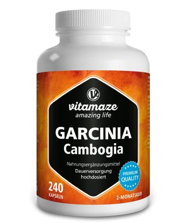 Garcinia Cambogia highly dose + choline for metabolism Garcinia extract with 60% HCA made of malabar tamarine 240 capsules for 2 months nutritional supplements without additives made in Germany