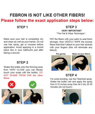 Febron Hair Fibers for Thinning Hair BLACK - 30G Hair Loss Concealer Powder for Women & Men - Volumizing, Undetectable, Natural Bald Spots Filler - 1.06oz Pack - Buy Online on GoSupps.com