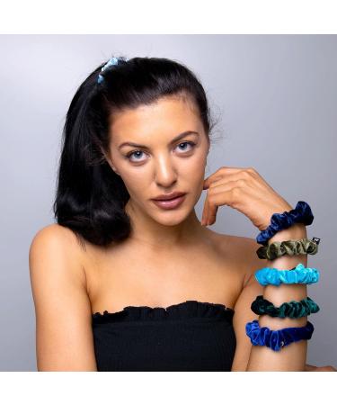 Basic Sense Velvet Skinny Scrunchie Durable Small Hair Ties Elastic Scrunchies Ponytail Holder Scrunchy for Women Girls Blue Assortment Blue & Green Assortment - Buy Online on GoSupps.com