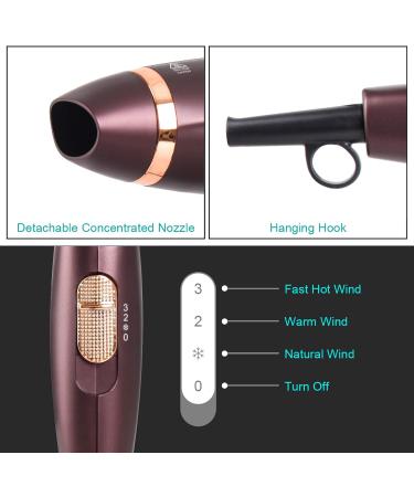 Ionic Portable Folding Hair Dryer - CONFU 1600W Ceramic Tourmaline Blow Dryer for Home & Travel - Compact & Lightweight | Safe for Pregnancy & Kids (Brown - Buy Online on GoSupps.com