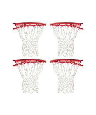 2 Pcs /4 Pcs /6 Pcs Professional Thick Heavy Duty Basketball Nets Replacement Basketball Hoop Net Bold Polyester Woven Rope Basketball Net Outdoor or Indoor Fits Standard 12 Loops (Red White Blue) White-4 Pcs