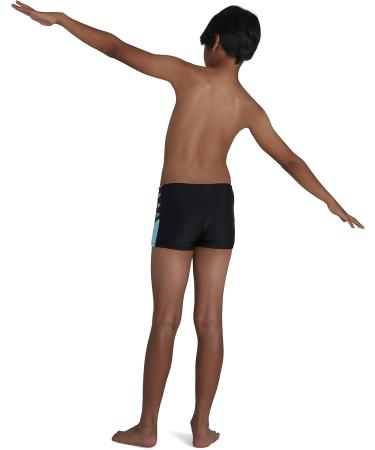 Speedo Boys Boom Logo Splice Aquashort 11-12 Years - Black/Light Adriatic | Stylish Swimwear for Kids | International Shipping - Buy Online on GoSupps.com