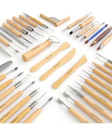 ARTEZA Pottery & Polymer Clay Tools  42-Piece Sculpting Set  Steel Tip Tools with Wooden Handles  for Pottery Modeling  Smoothing  Carving & Ceramics Set of 42 - Buy Online on GoSupps.com