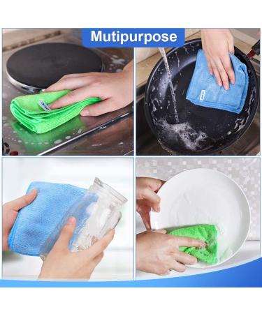 ovwo 12Pcs Premium Microfiber Cleaning Cloth Set - Highly Absorbent, Lint Free, Scratch Free, Reusable - Ideal for Kitchen Towels, Dish Cloths, Dusting, Household Cleaning - Buy Online on GoSupps.com